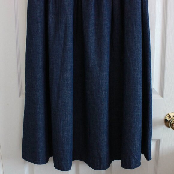 Madewell Smocked-Waist Denim Midi Skirt In Rinse Wash Size Large - Picture 8 of 10